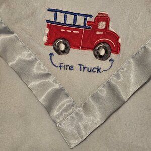 Gerber Light Blue Baby Blanket Satin Trim Firetruck 30" Baby Boy‎ Gift For Baby